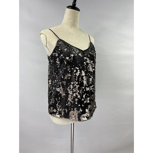 1.State Moody Hues Sequin Camisole Black Gold Size Small Ombre Adjustable Straps - Picture 13 of 13